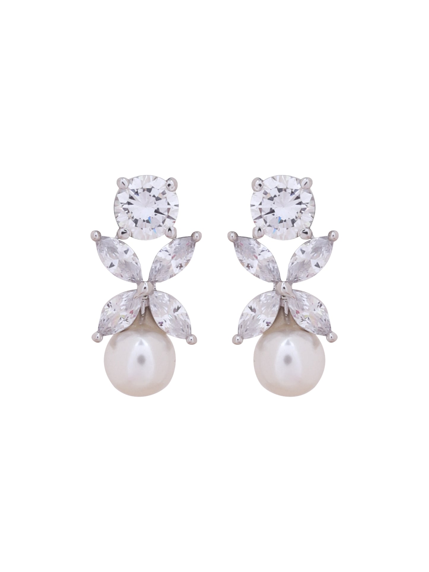 Four Petals CZ Drop Earrings