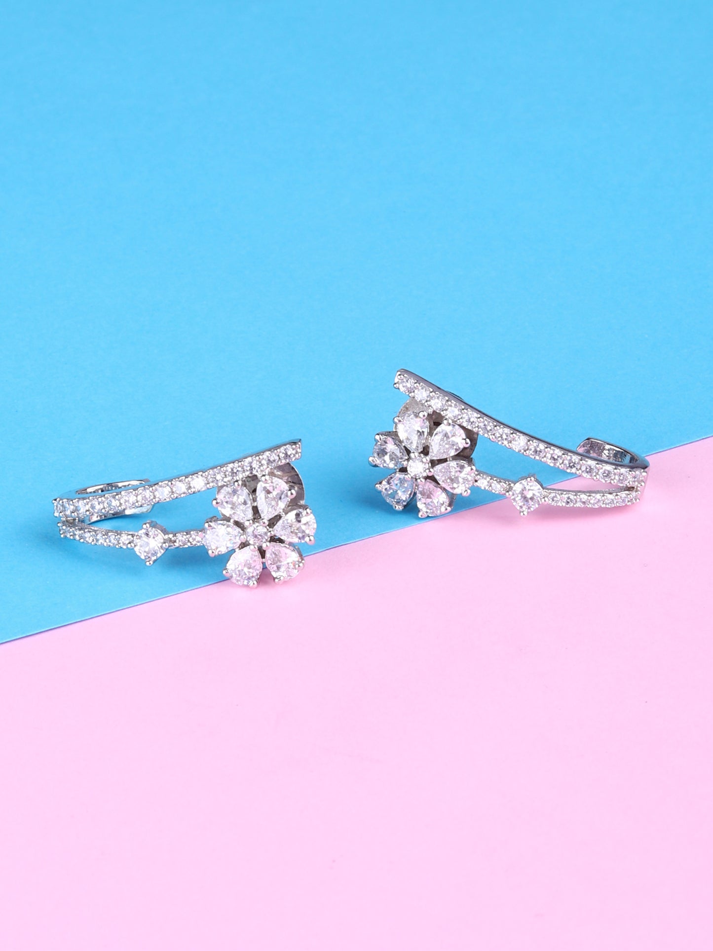 Floral Shining CZ Earrings