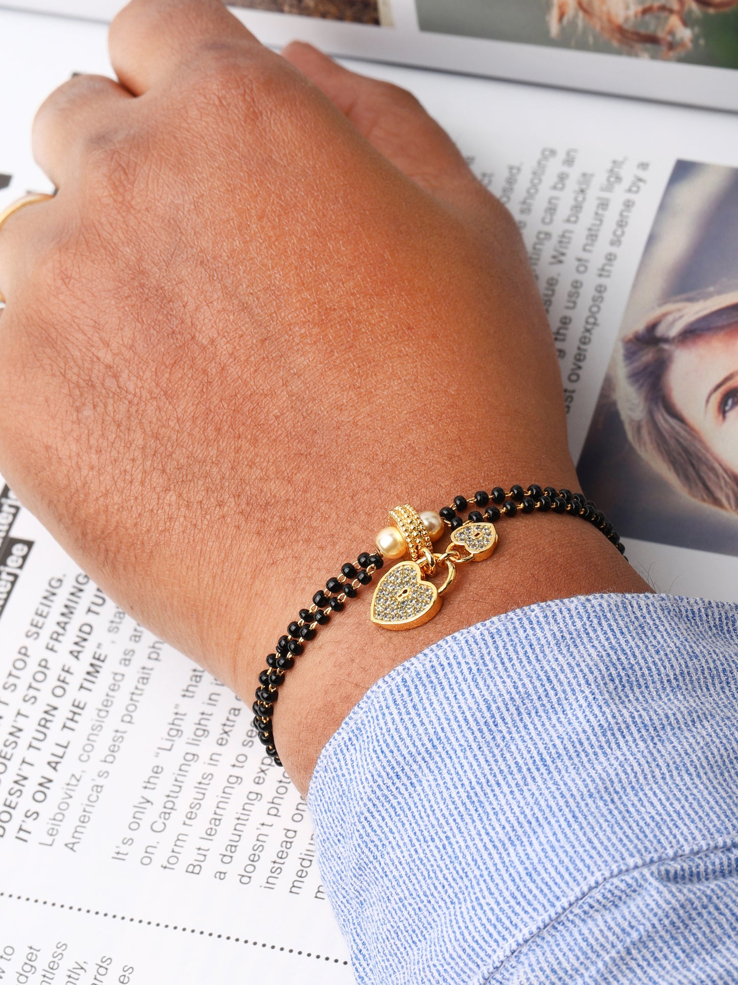 Heart Shape Lock CZ Mangalsutra Bracelet