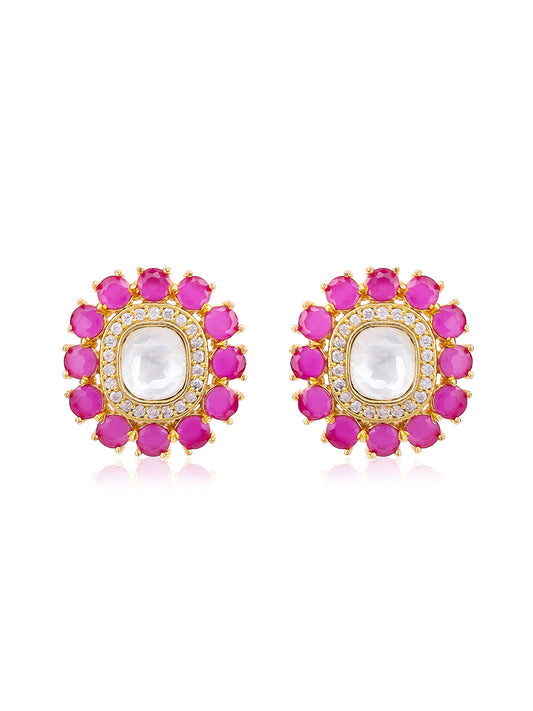 Kundan and Red CZ Earrings