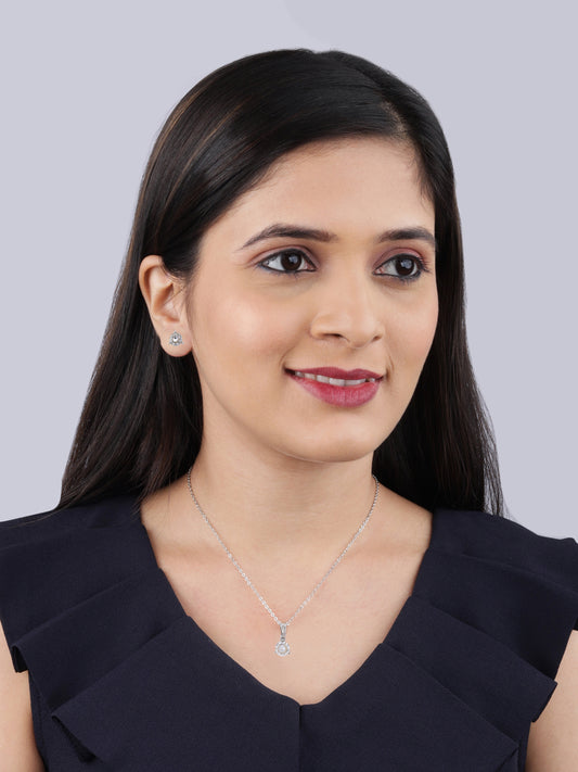 CZ Solitaire Pendant Set