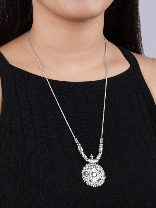Oxidised Circular Pendant Necklace