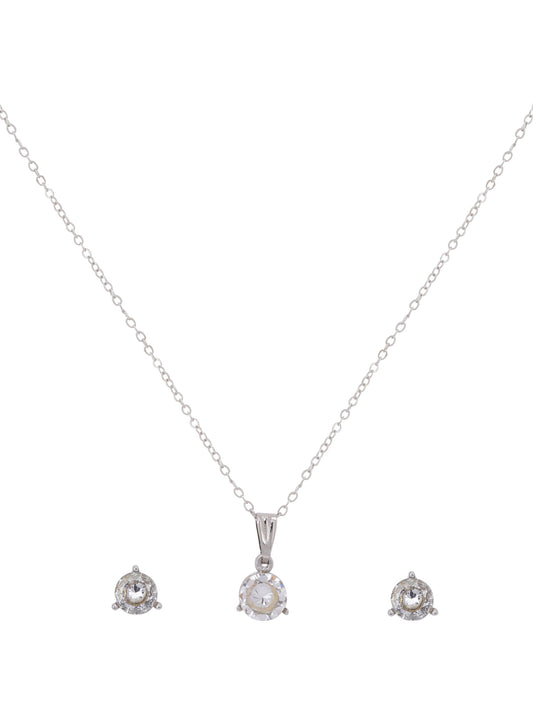 CZ Solitaire Pendant Set