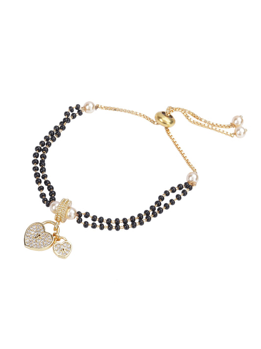 Heart Shape Lock CZ Mangalsutra Bracelet