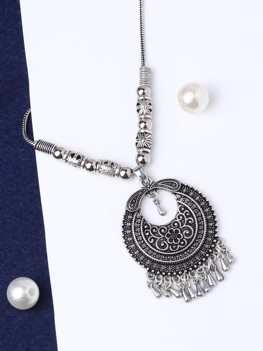 Crescent Oxidized Pendant Necklace