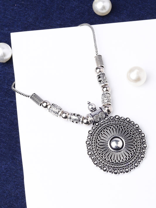 Oxidised Circular Pendant Necklace