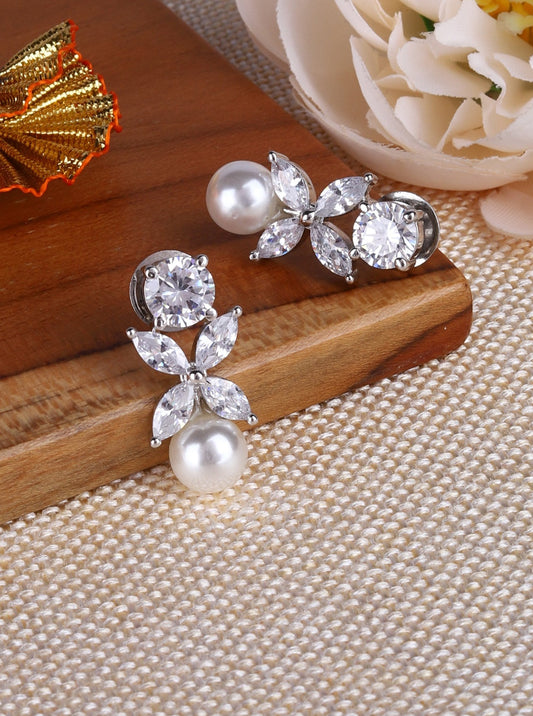 Four Petals CZ Drop Earrings