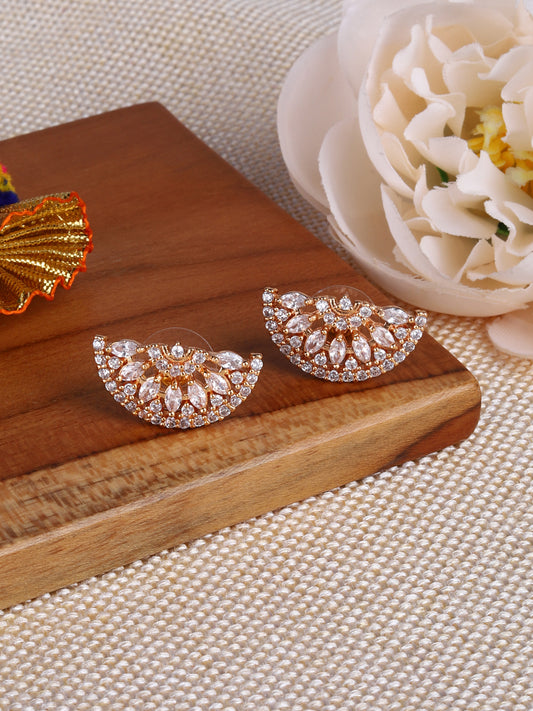 Half Circular CZ Earrings