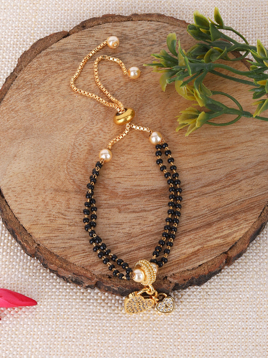 Heart Shape Lock CZ Mangalsutra Bracelet